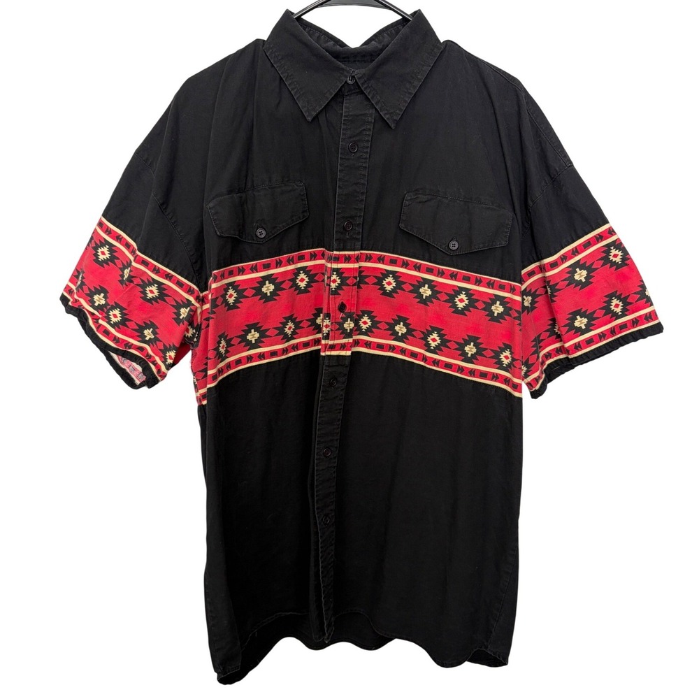 Western Signatures by EdsWest Black Short Sleeve Button Up Shirt Men's Size XL